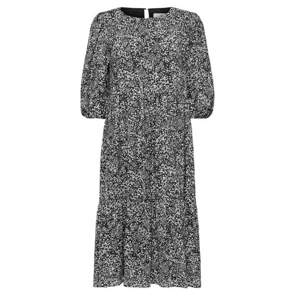 Select Womens/Ladies Femme Midi Dress / Black Print